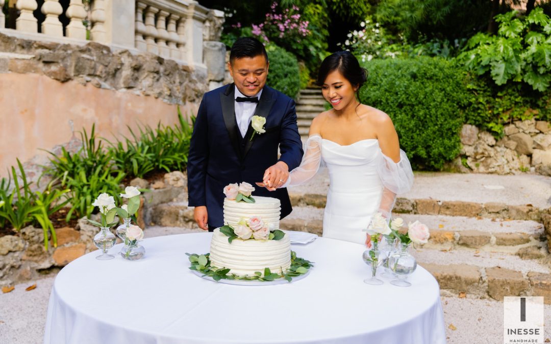 The cutting of the wedding cake