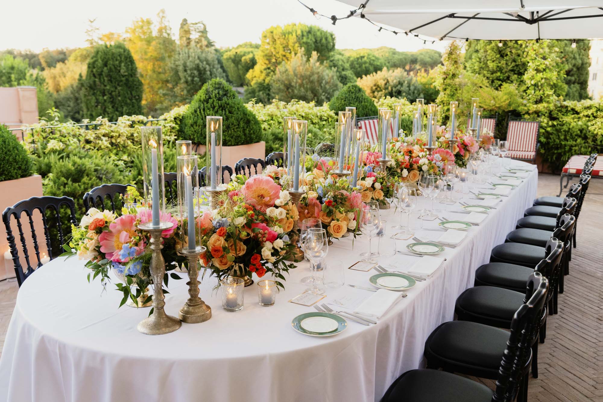 vow renewal long table on hotel de la ville terrace